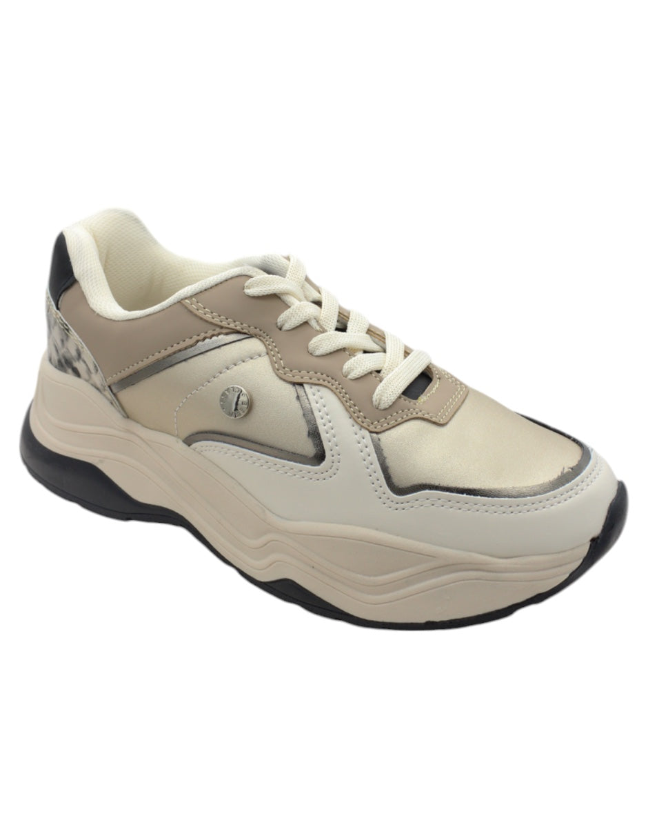 Tenis tipo deportivo Exterior Piel vegana Color Oro Para Mujer De RBCOLLECTION