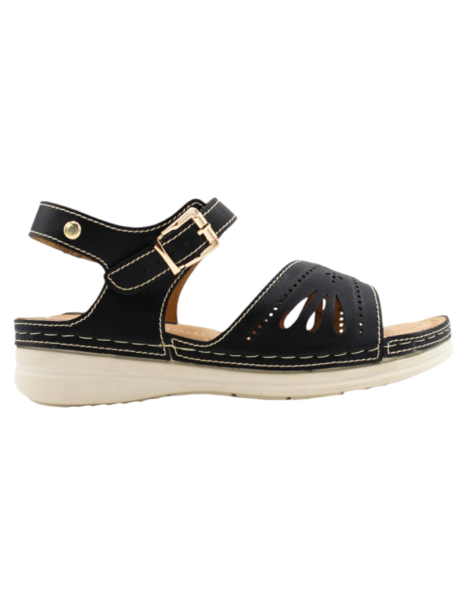 Sandalias con plataforma Confort en Piel vegana – Negro