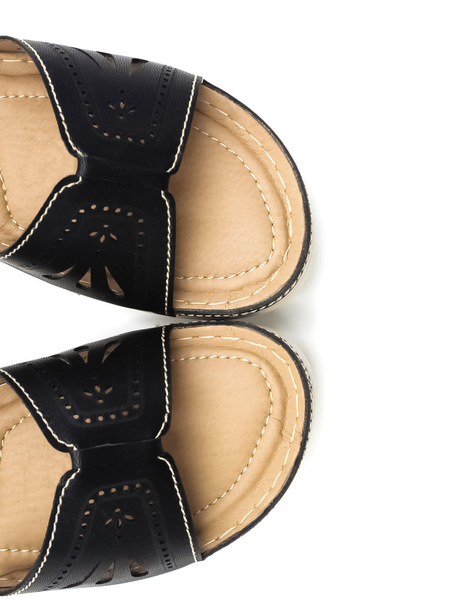 Sandalias con plataforma Confort en Piel vegana – Negro