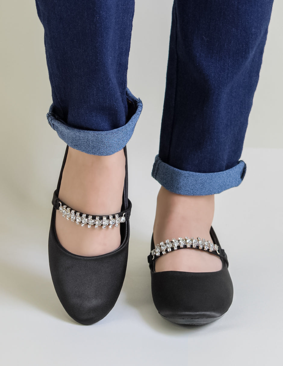 Flats puntales Jane en Textil – Negro