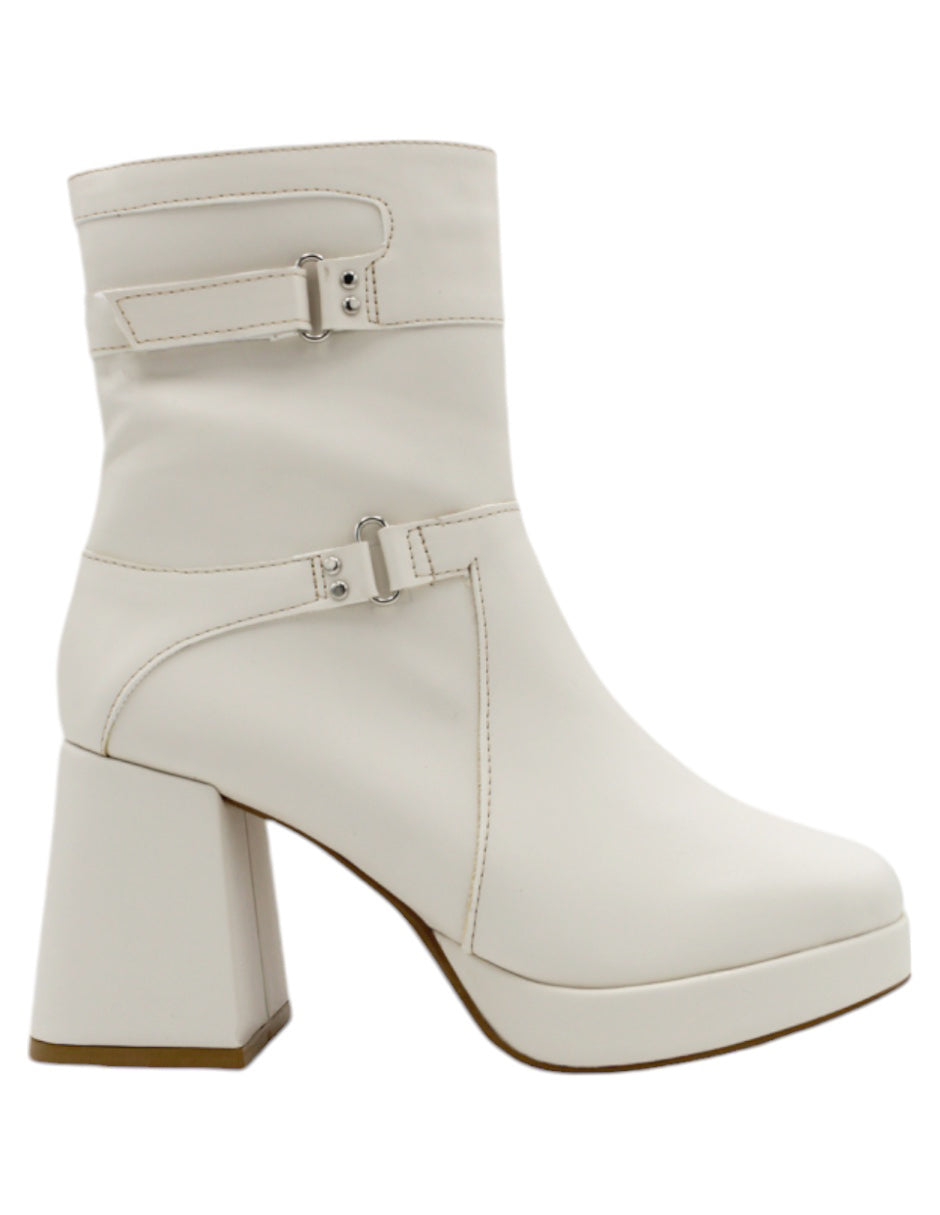 Botín con tacón Street en Piel vegana – Blanco