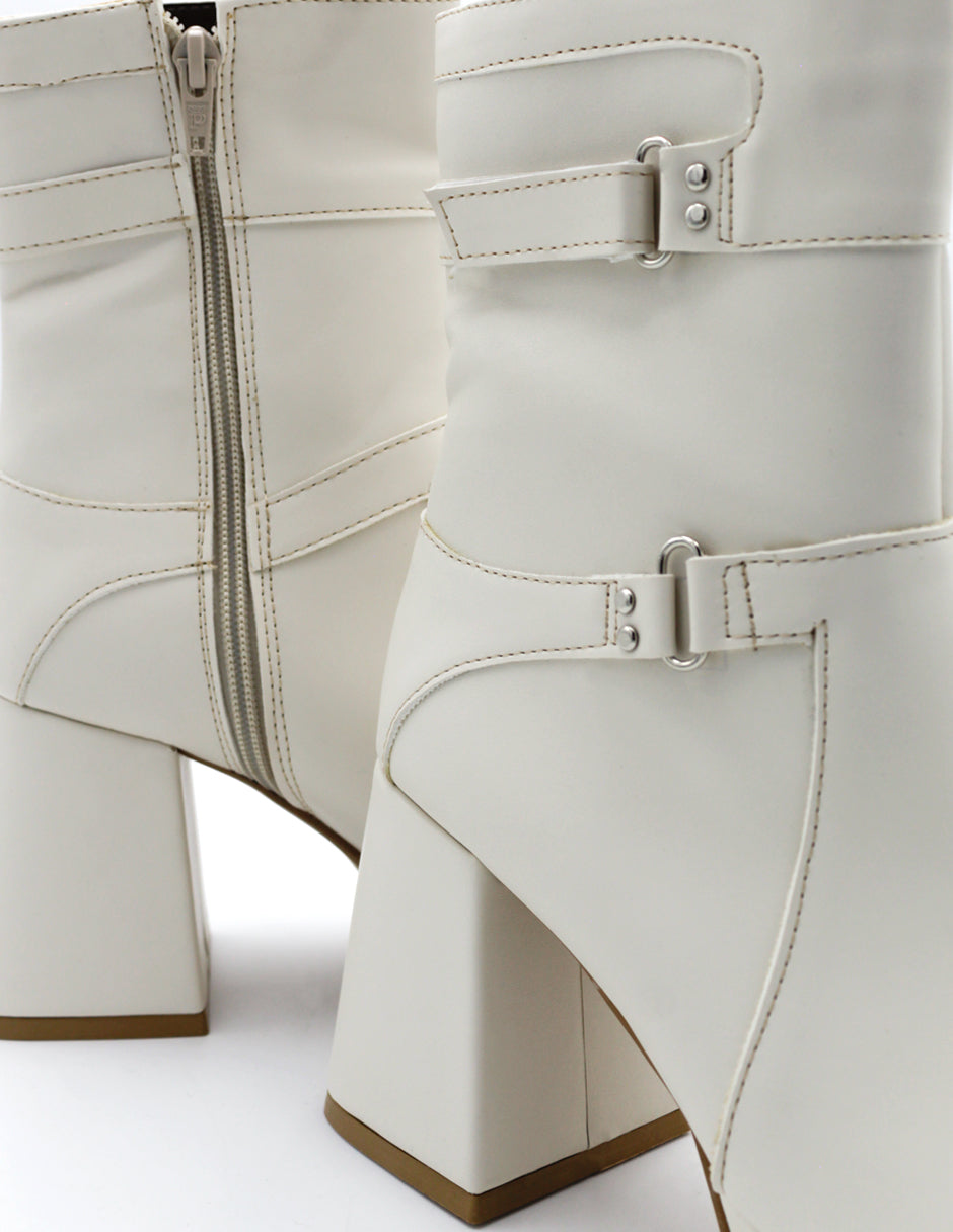 Botín con tacón Street en Piel vegana – Blanco