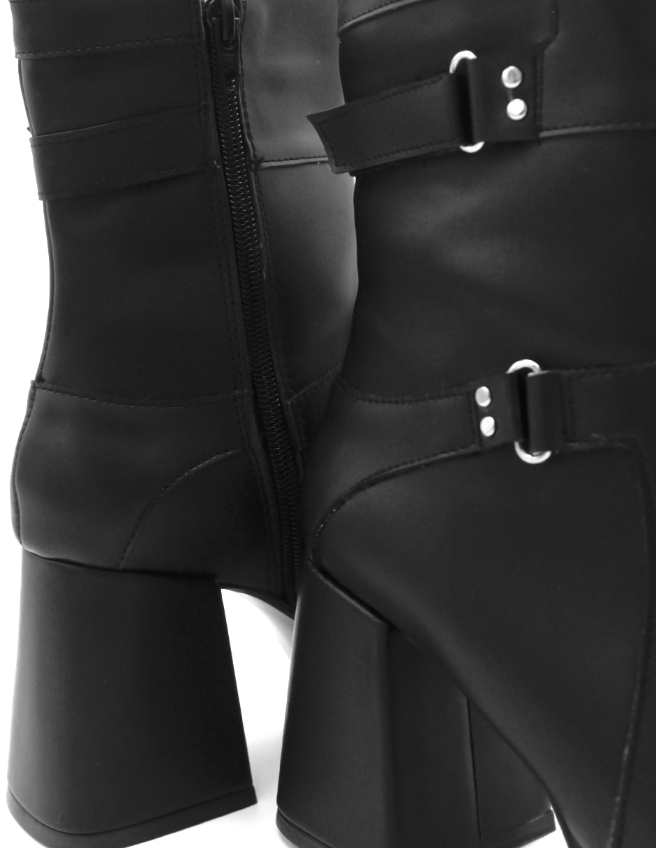 Botín con tacón Street en Piel vegana – Negro