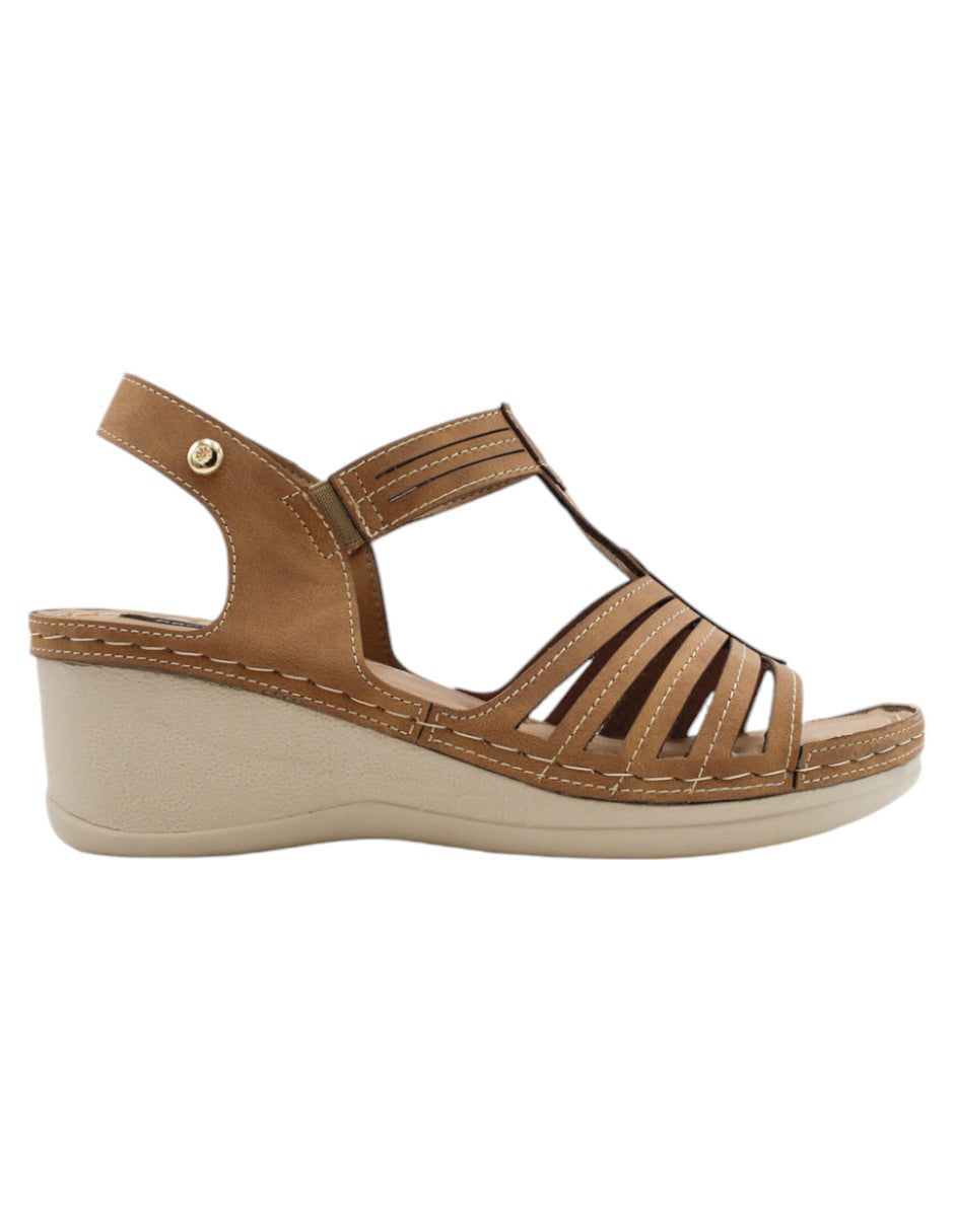 Sandalias con plataforma Confort en Piel vegana – Café