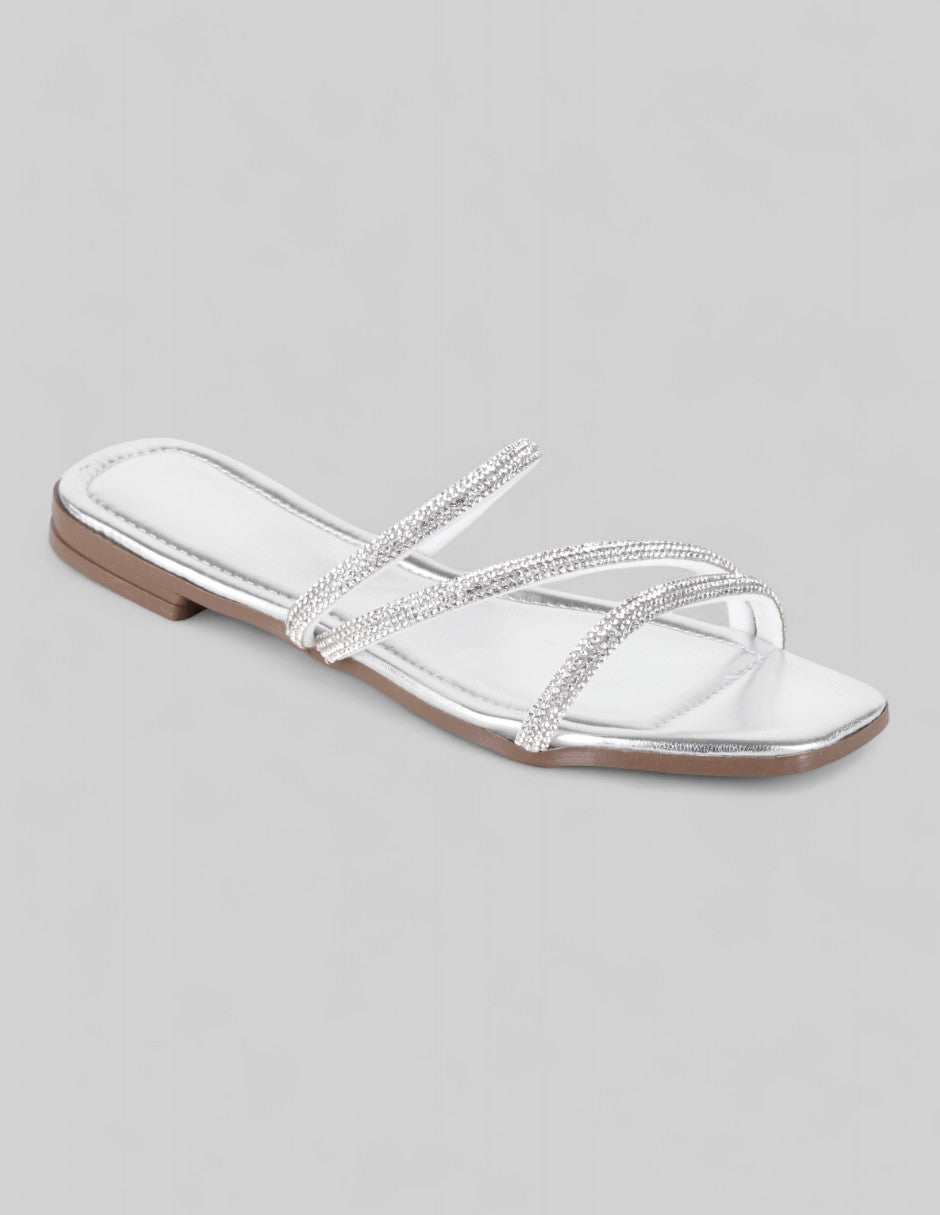 Sandalias de piso Exterior Sintético Color Plata Para Mujer De RBBASICS
