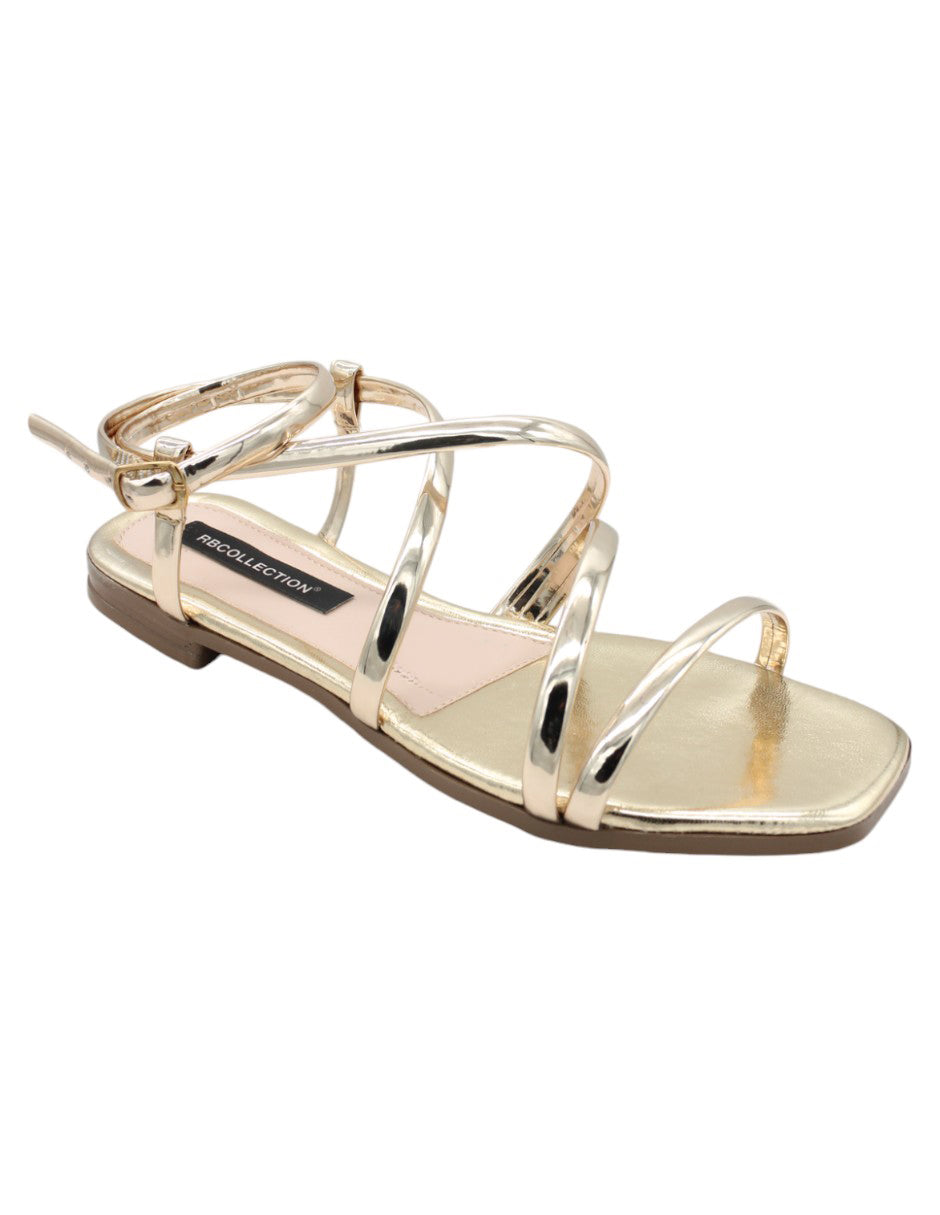 Sandalias de piso Exterior Charol Color Oro Para Mujer De RBBASICS