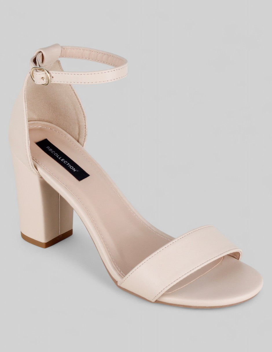 Sandalia con tacón Classy en Piel vegana – Beige