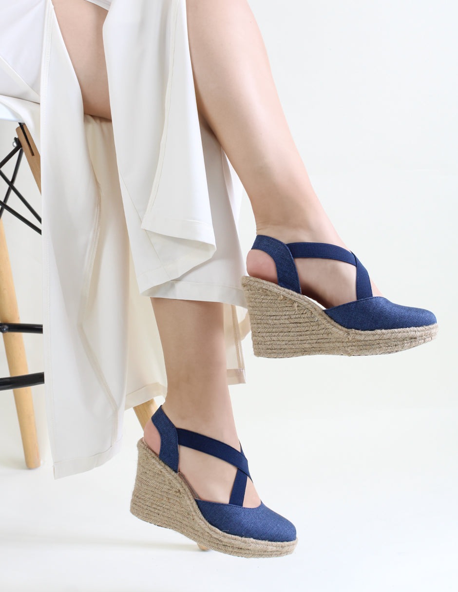 Sandalias con plataforma Daril en Textil – Azul
