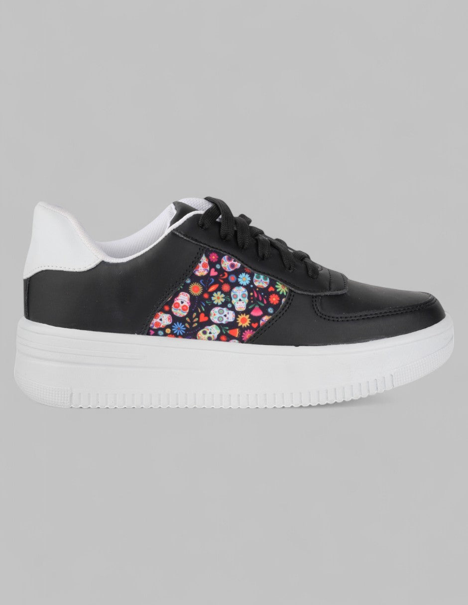 Tenis con cordones Exterior Piel vegana Color Negro Para Mujer De RBCOLLECTION