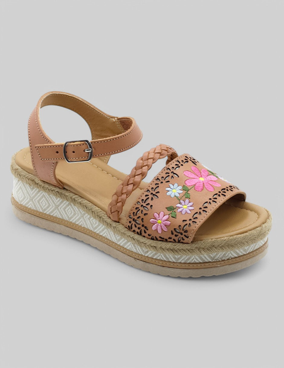 Sandalias con plataforma Exterior Piel Color Café Para Mujer De RBCOLLECTION