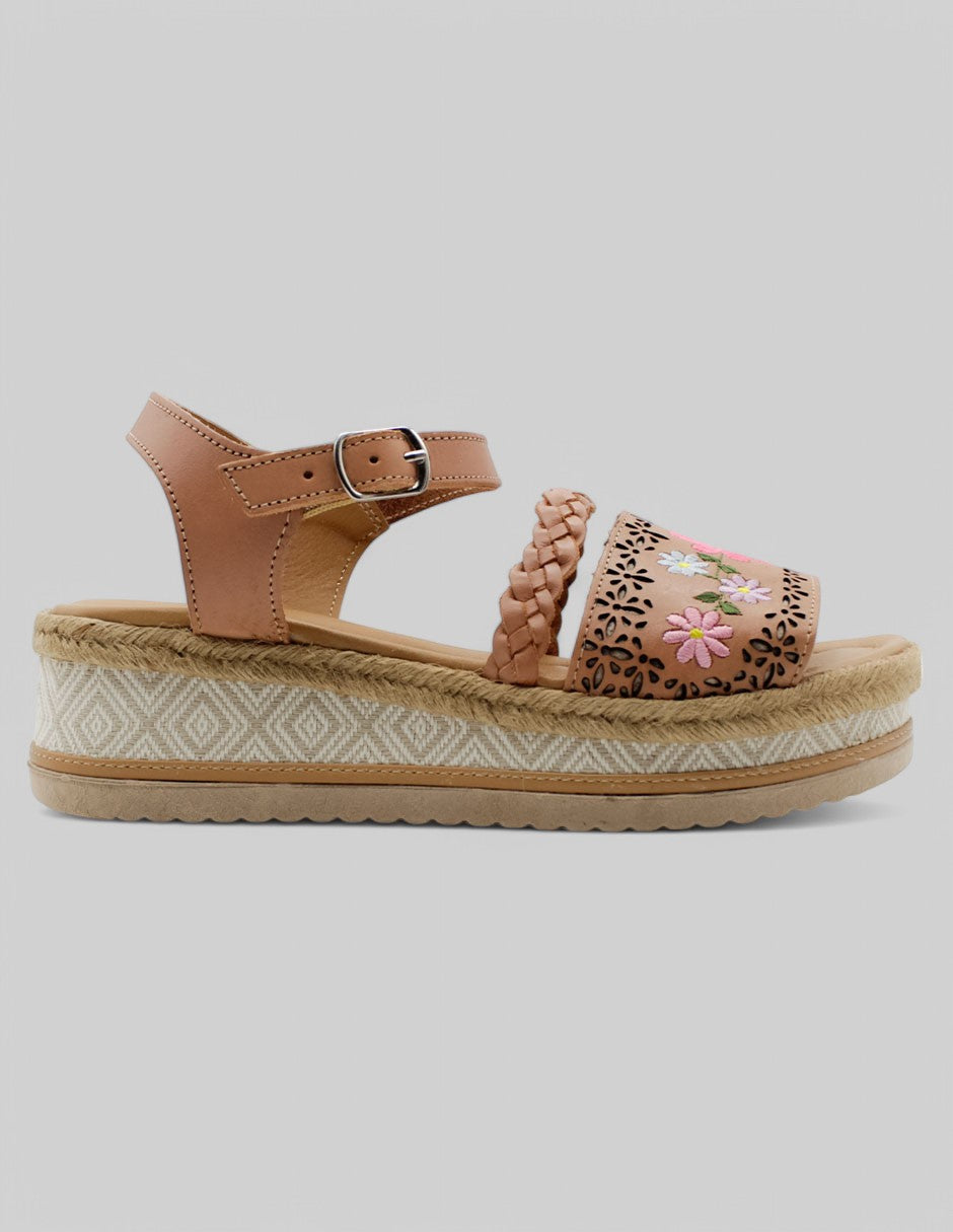 Sandalias con plataforma Hand Made en Piel - Café