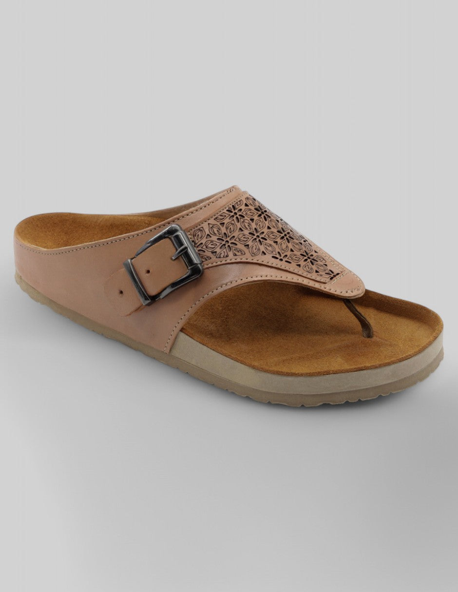 Sandalias de piso Exterior Piel Color Café Para Mujer De RBCOLLECTION
