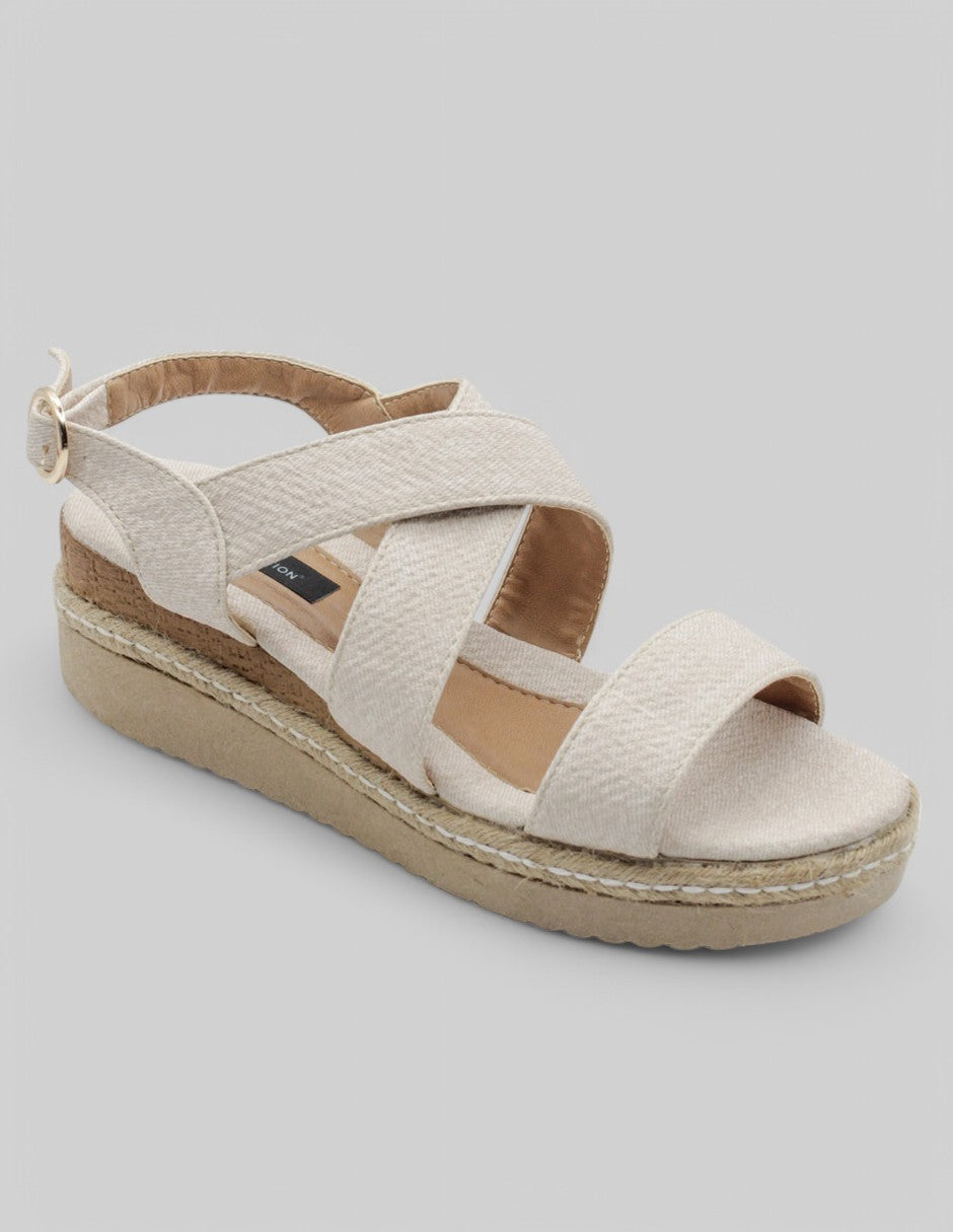 Sandalias con plataforma Exterior Piel vegana Color Beige  Para Mujer De RBCOLLECTION