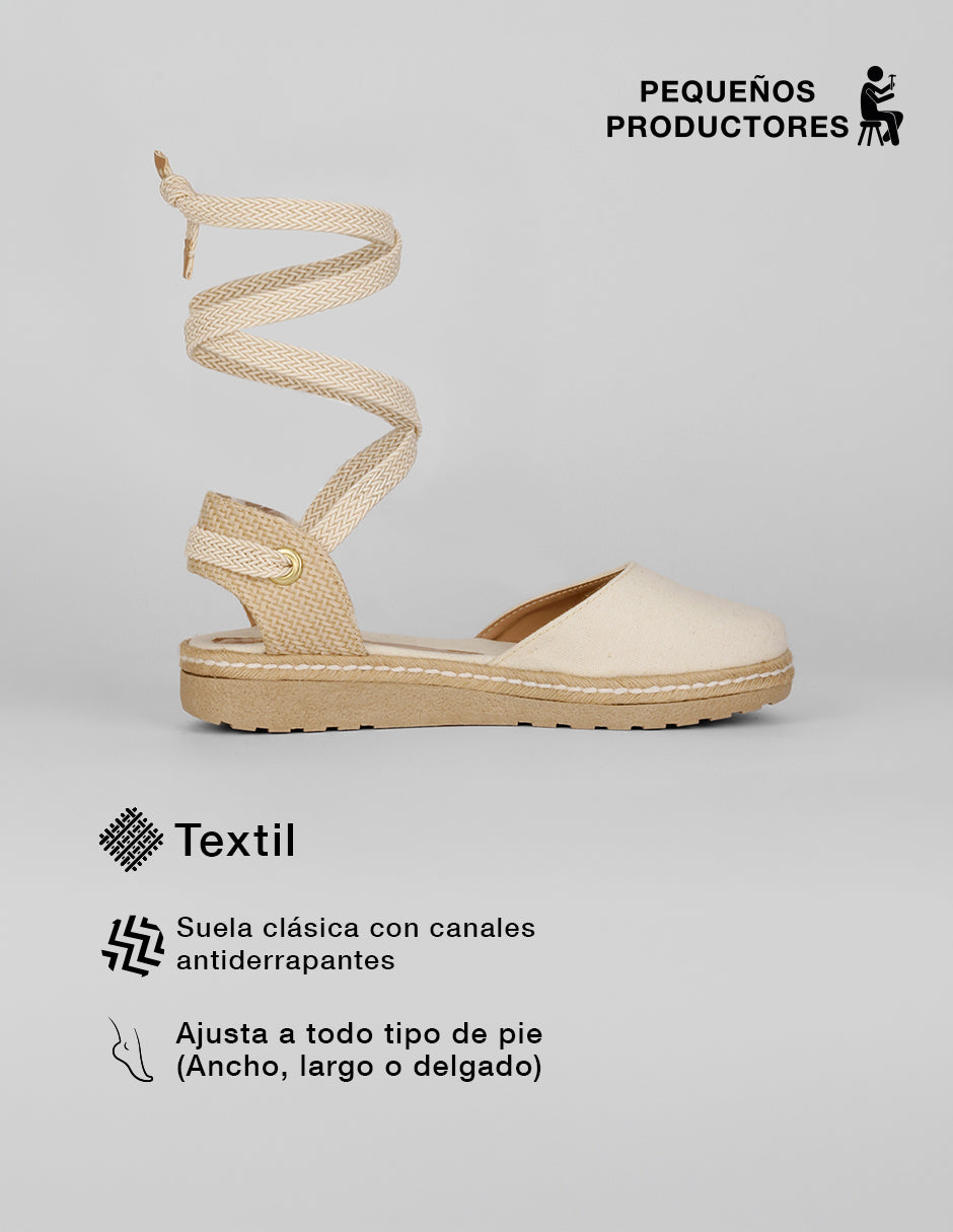 Sandalias con plataforma Naia en Textil – Beige