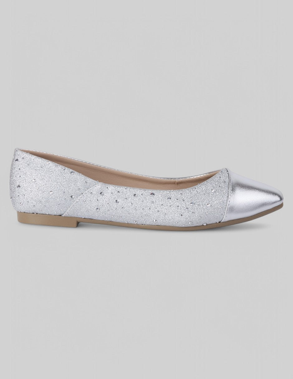 Flats puntales Soft en Piel vegana– Plata