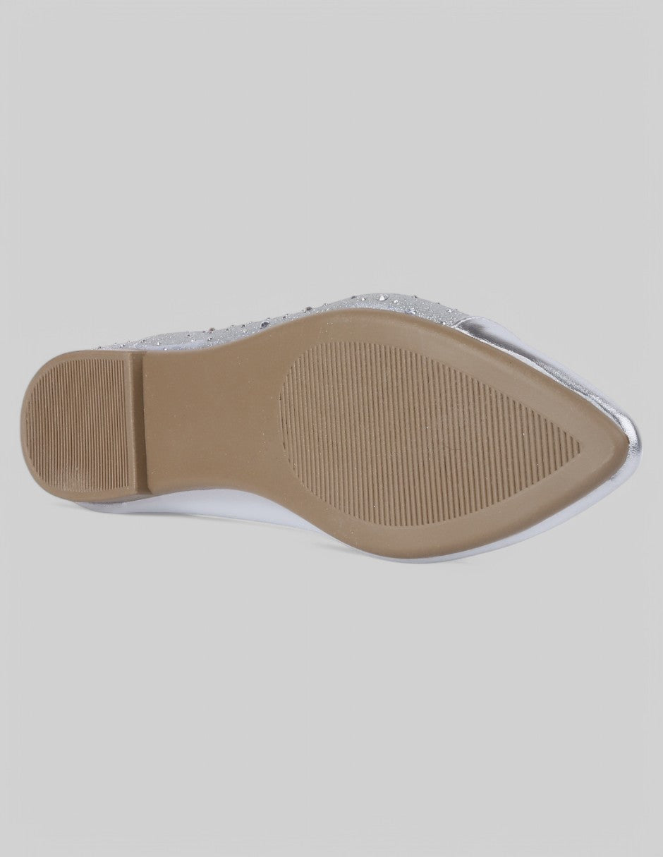 Flats puntales Soft en Piel vegana– Plata