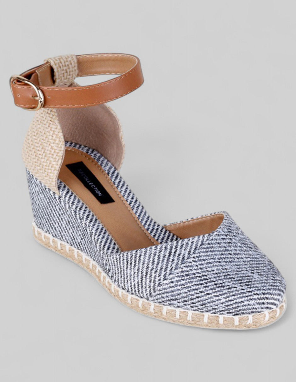 Tacón puente Naia en Textil – Azul