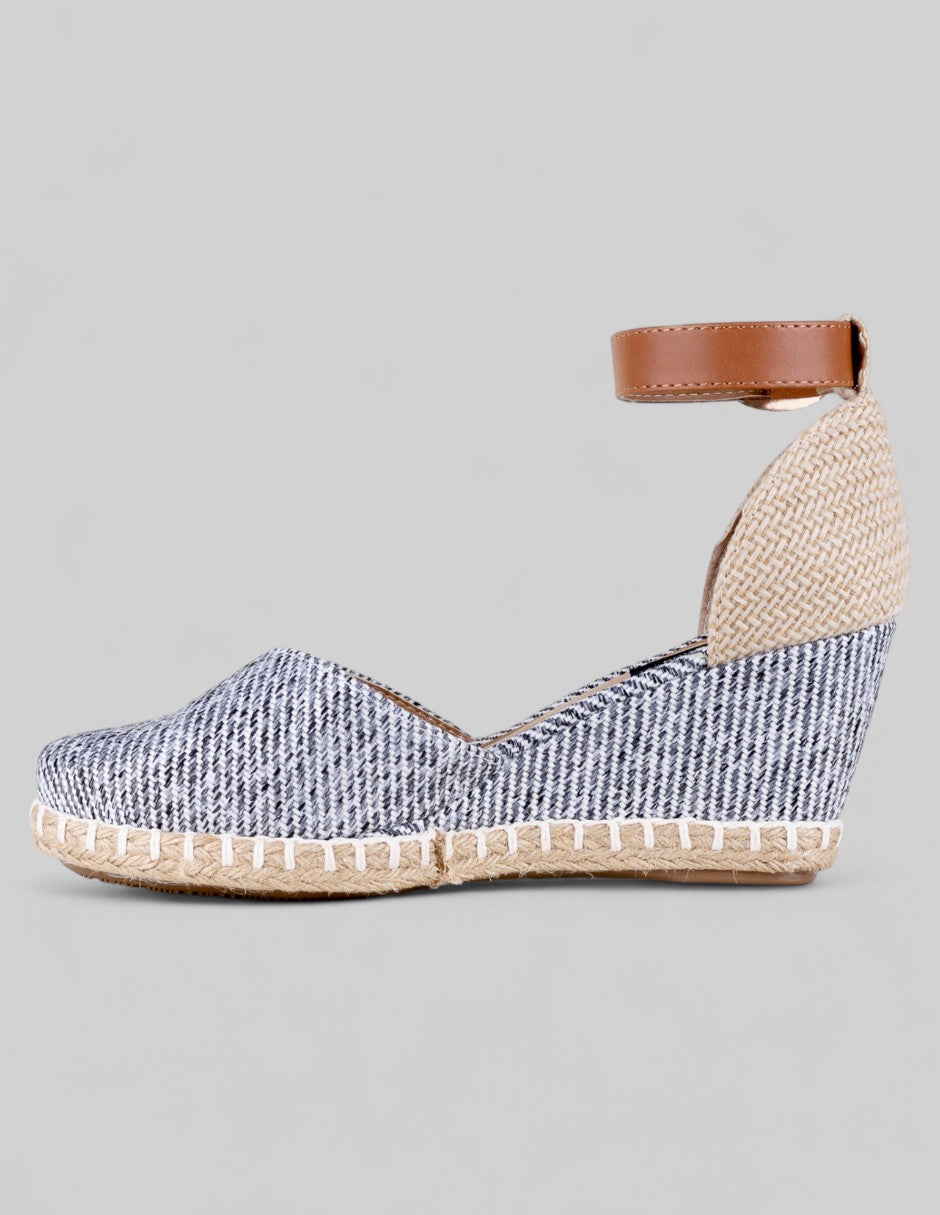 Tacón puente Naia en Textil – Azul