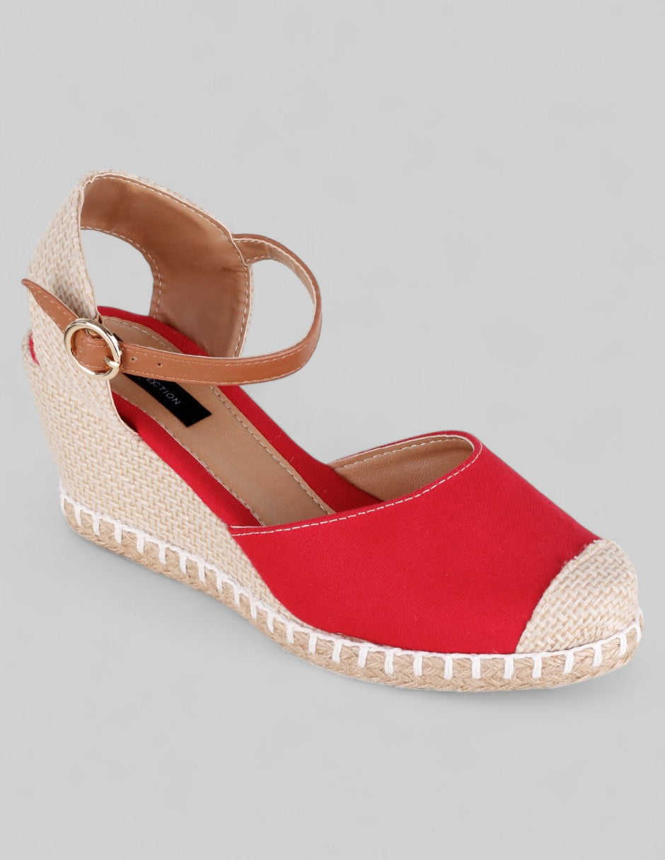 Tacón puente Naia en Textil – Rojo