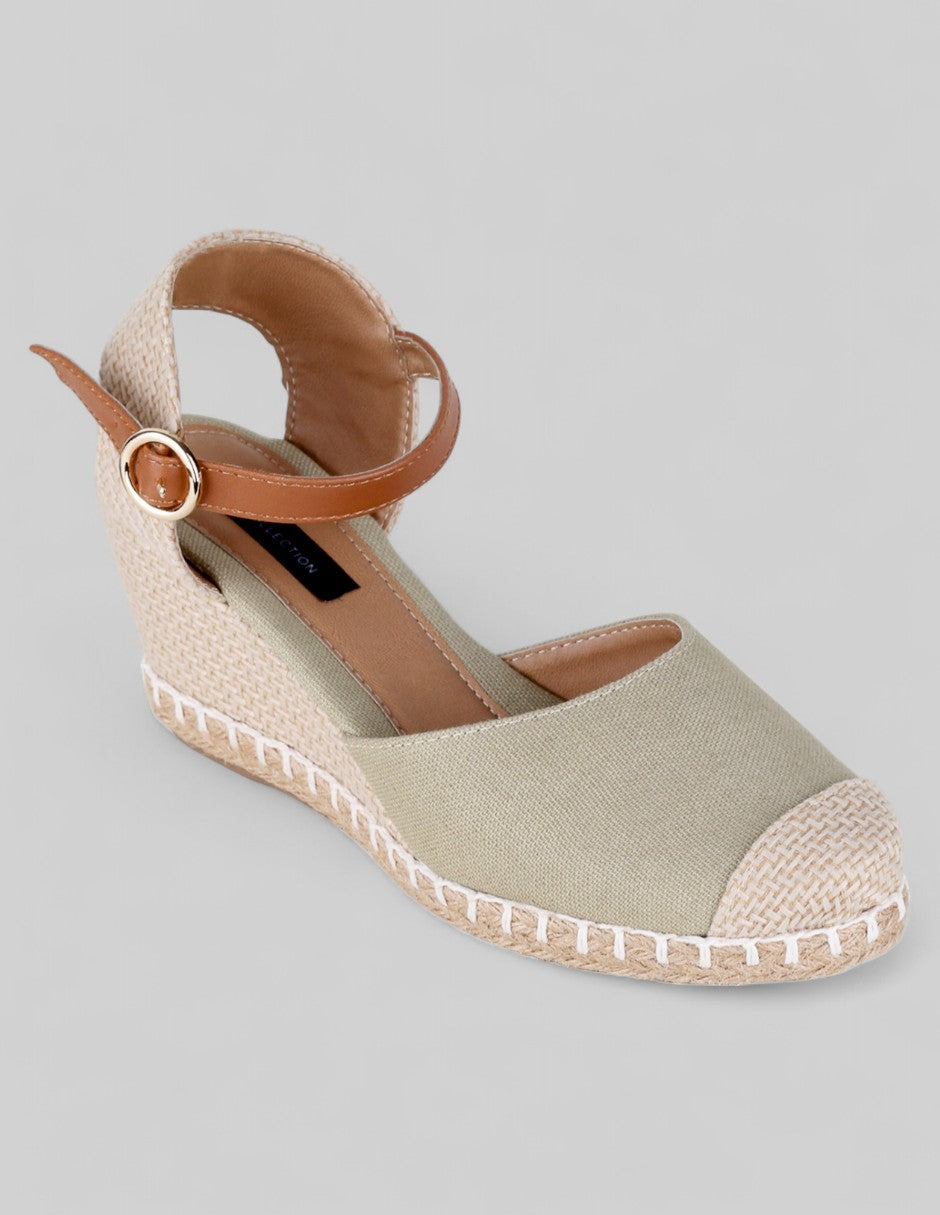 Tacón puente Naia en Textil – Verde