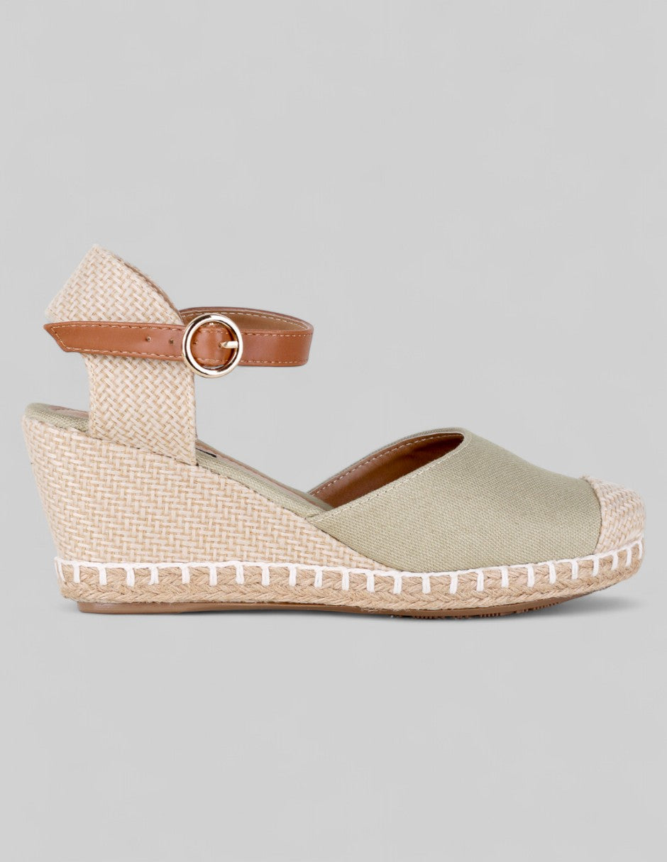 Tacón puente Naia en Textil – Verde