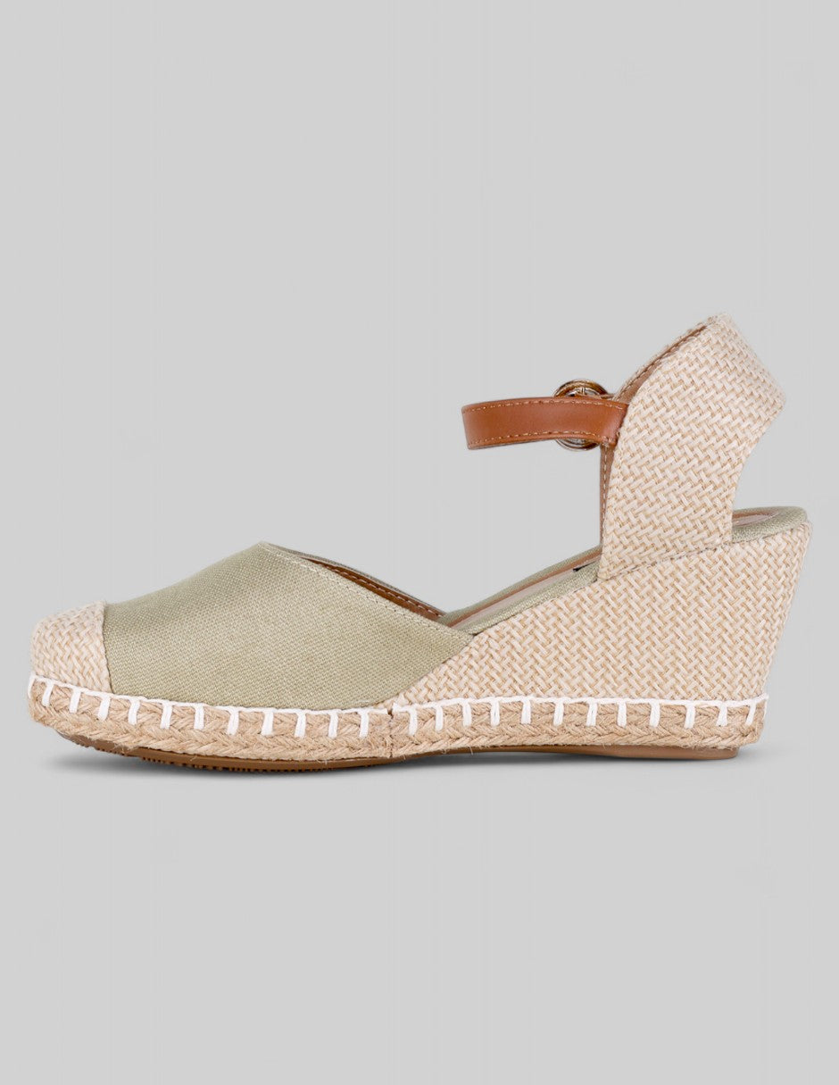 Tacón puente Naia en Textil – Verde