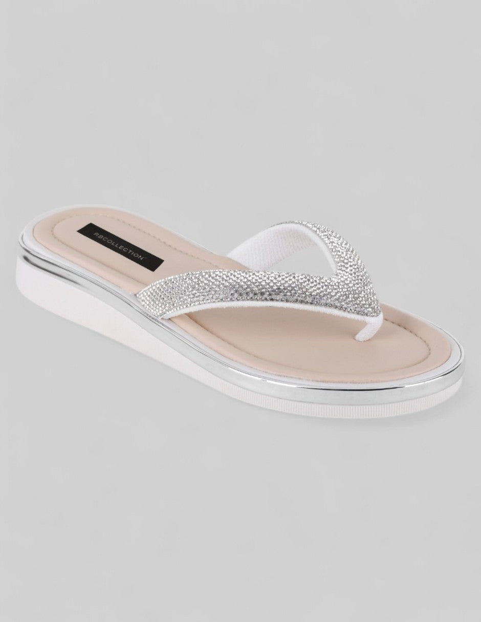 Sandalias de piso Exterior Sintético Color Plata Para Mujer De RBCOLLECTION