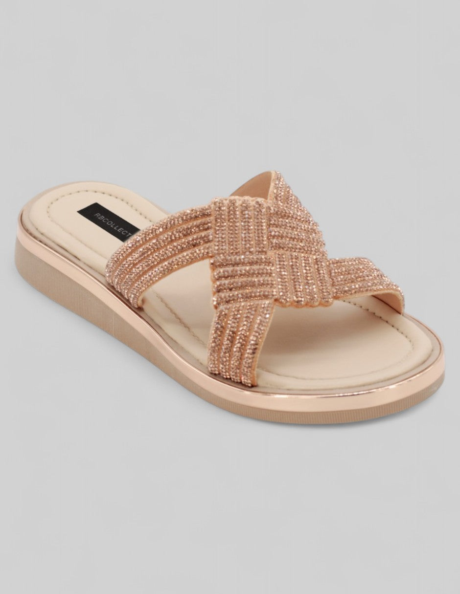 Sandalias de piso Exterior Sintético Color Dorado Para Mujer De RBCOLLECTION
