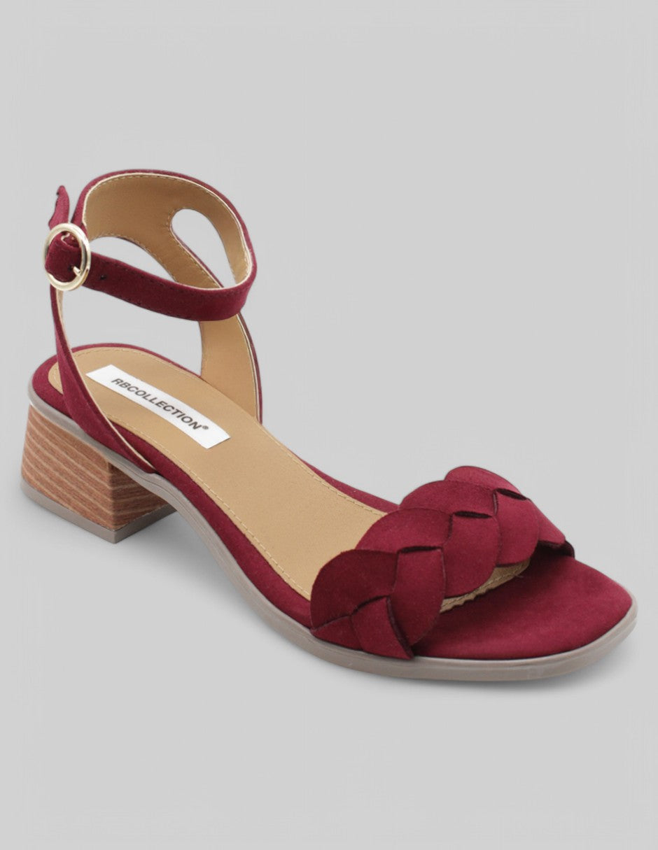 Sandalia con tacón Exterior Gamuza Color Rojo Para Mujer De RBCOLLECTION