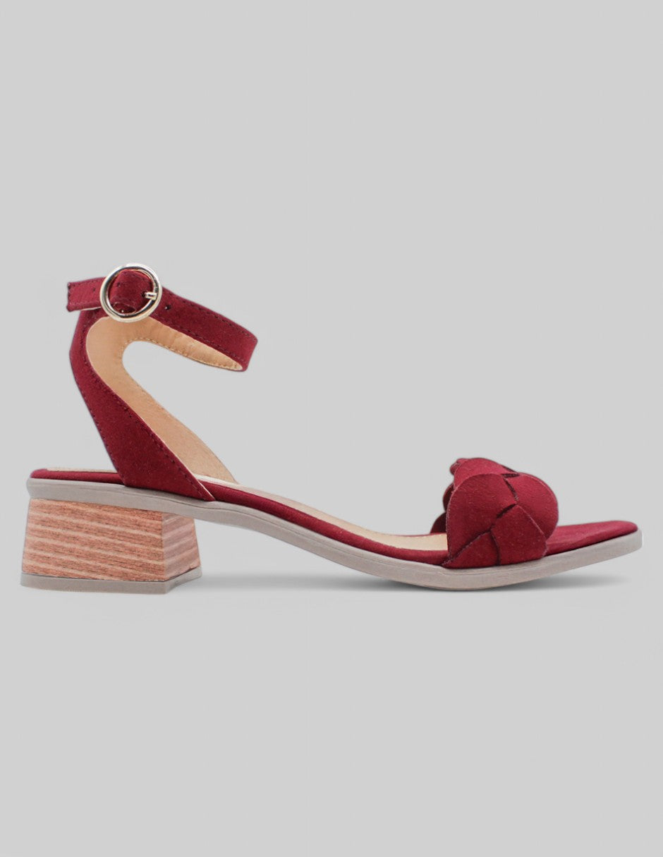 Sandalia con tacón Glam en Gamuza - Rojo