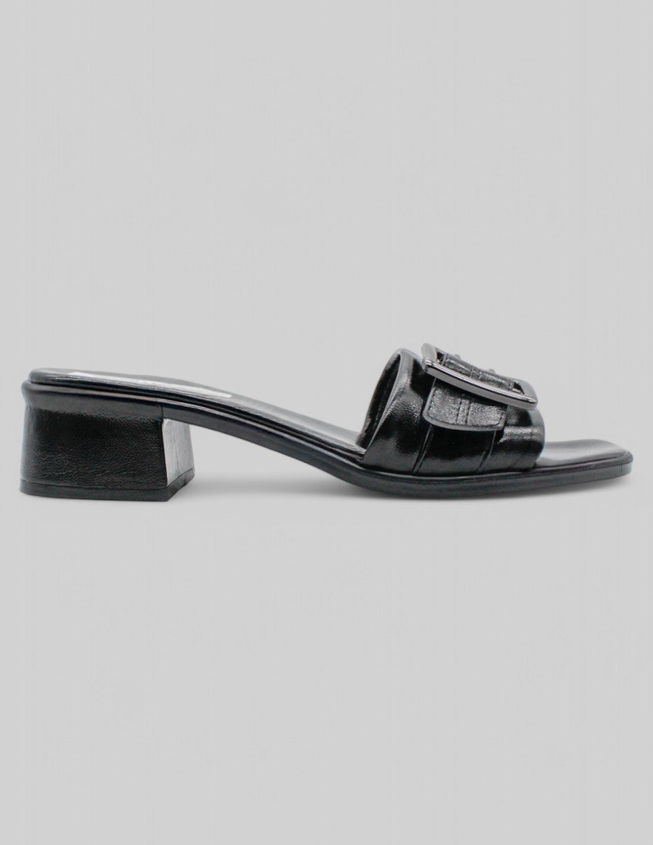 Sandalia con tacón Soft en Piel vegana - Negro