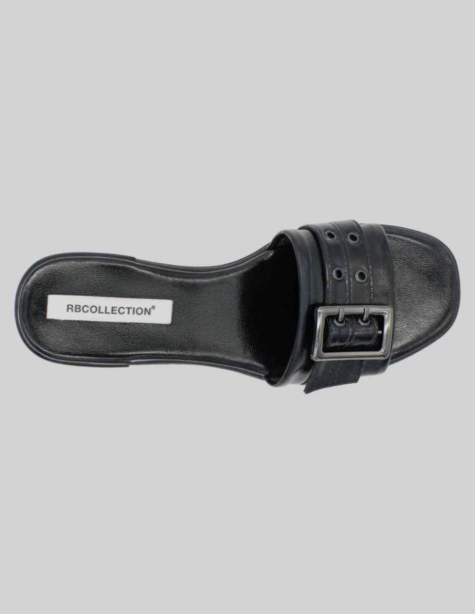 Sandalia con tacón Soft en Piel vegana - Negro