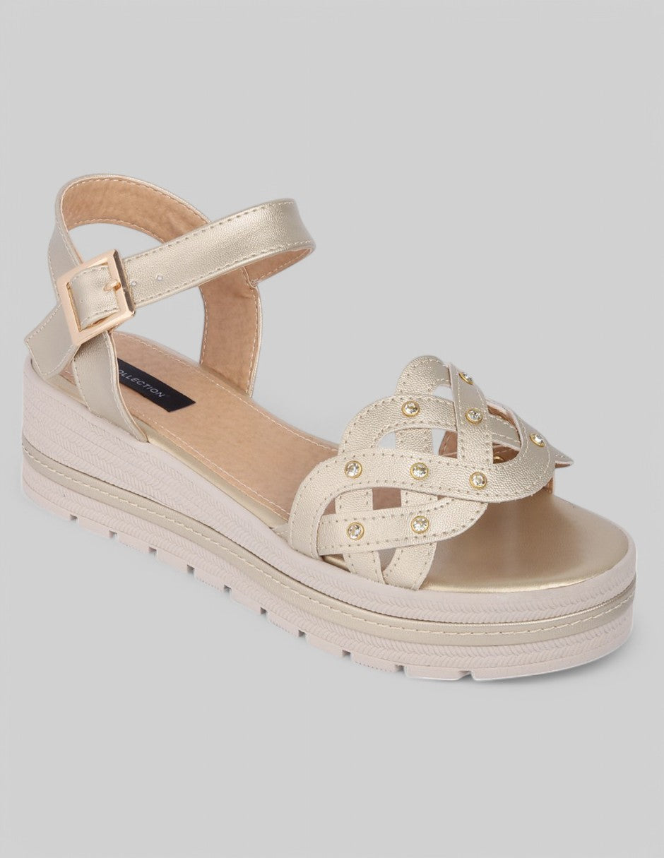 Sandalias con plataforma Exterior Sintético Color Oro Para Mujer De RBCOLLECTION