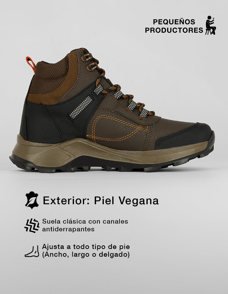 Calzado para senderismo Hiking en Piel vegana – Café