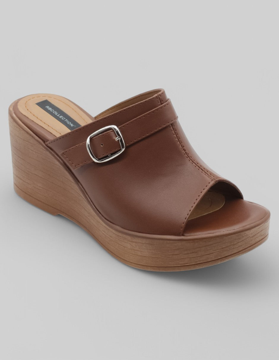 Sandalias con plataforma Exterior Piel vegana Color Café Para Mujer De RBCOLLECTION