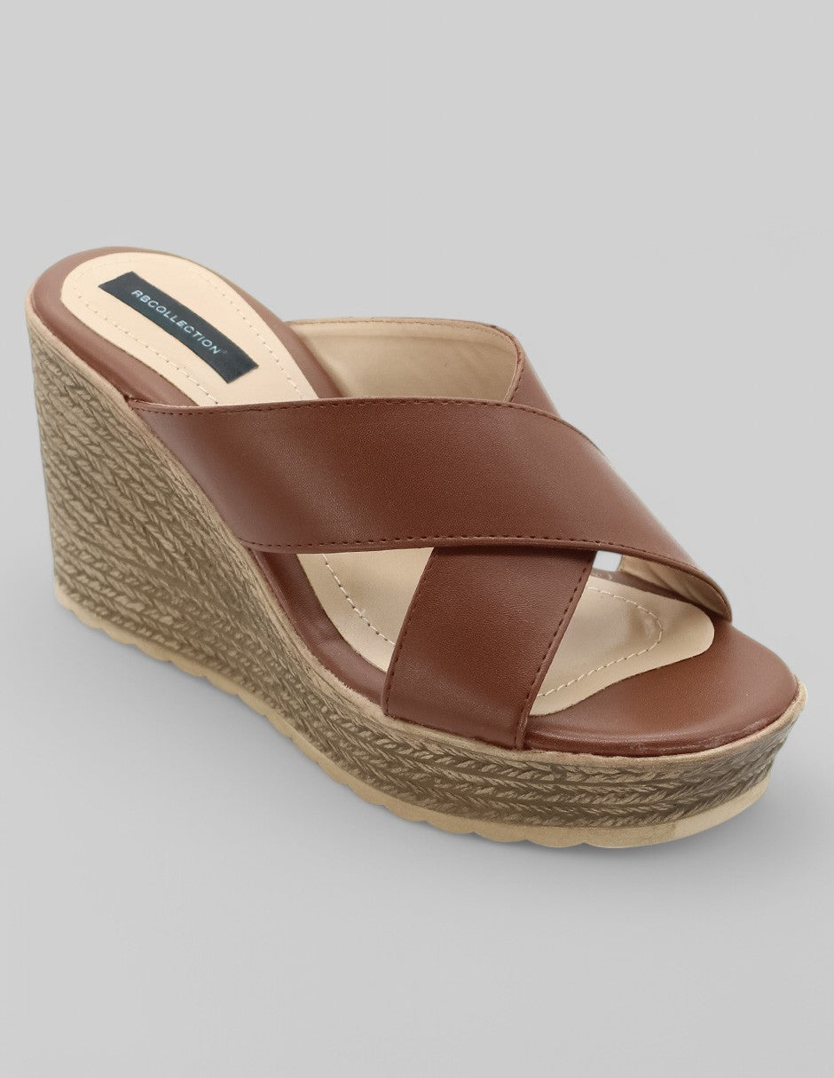 Sandalias con plataforma Exterior Piel vegana Color Café Para Mujer De RBCOLLECTION