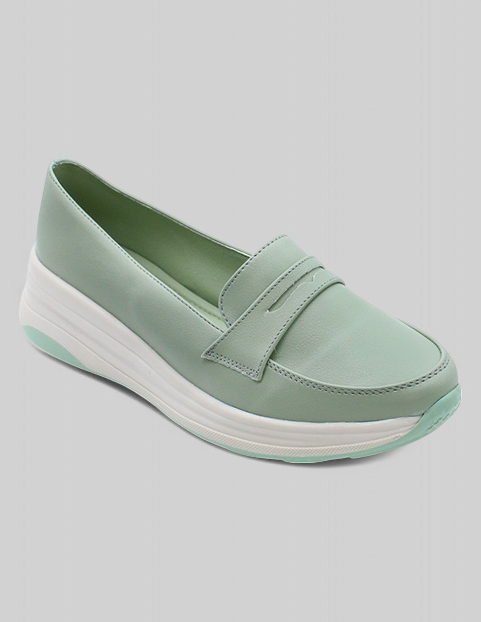 Mocasines Exterior Piel Vegana Color Verde Para Mujer De RBCOLLECTION