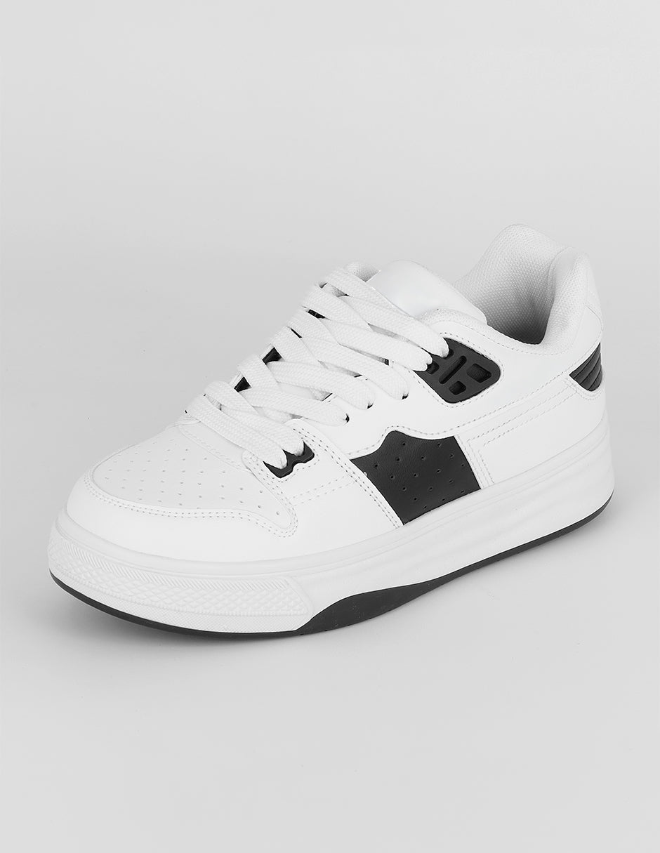 Tenis con cordones  Urban  en Piel vegana – Blanco