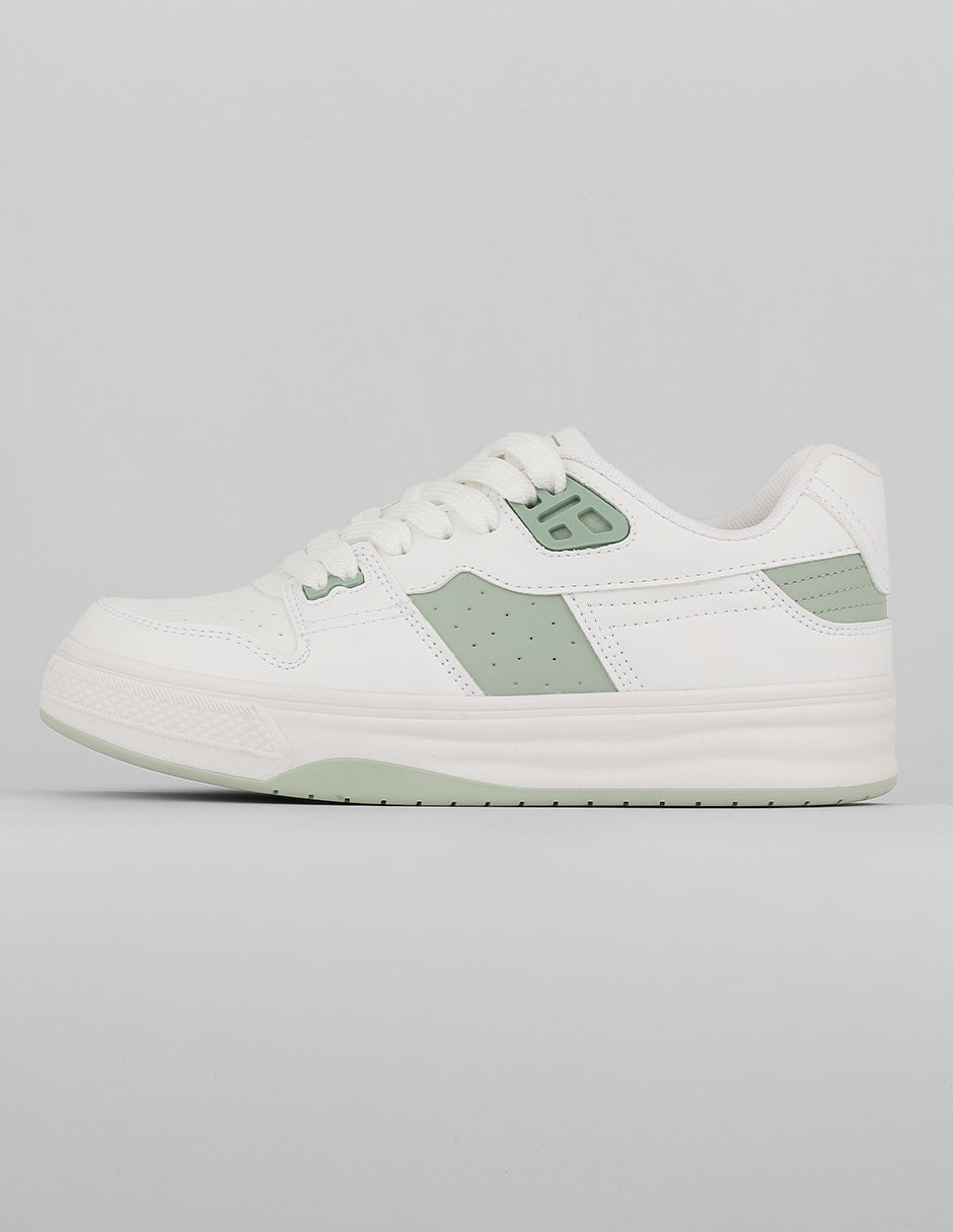 Tenis con cordones Exterior Piel vegana Color Blanco Para Mujer De RBCOLLECTION
