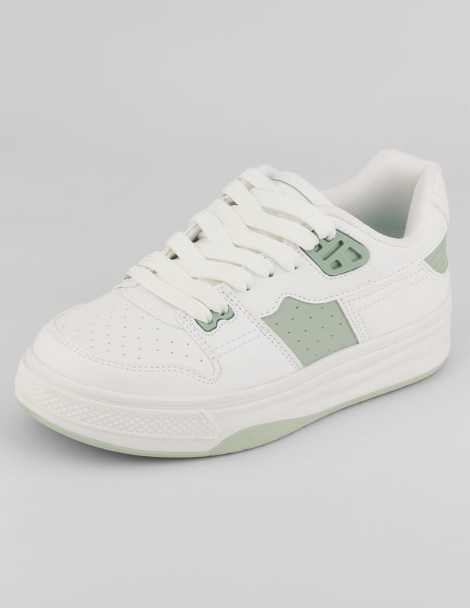 Tenis con cordones  Urban en Piel vegana – Blanco