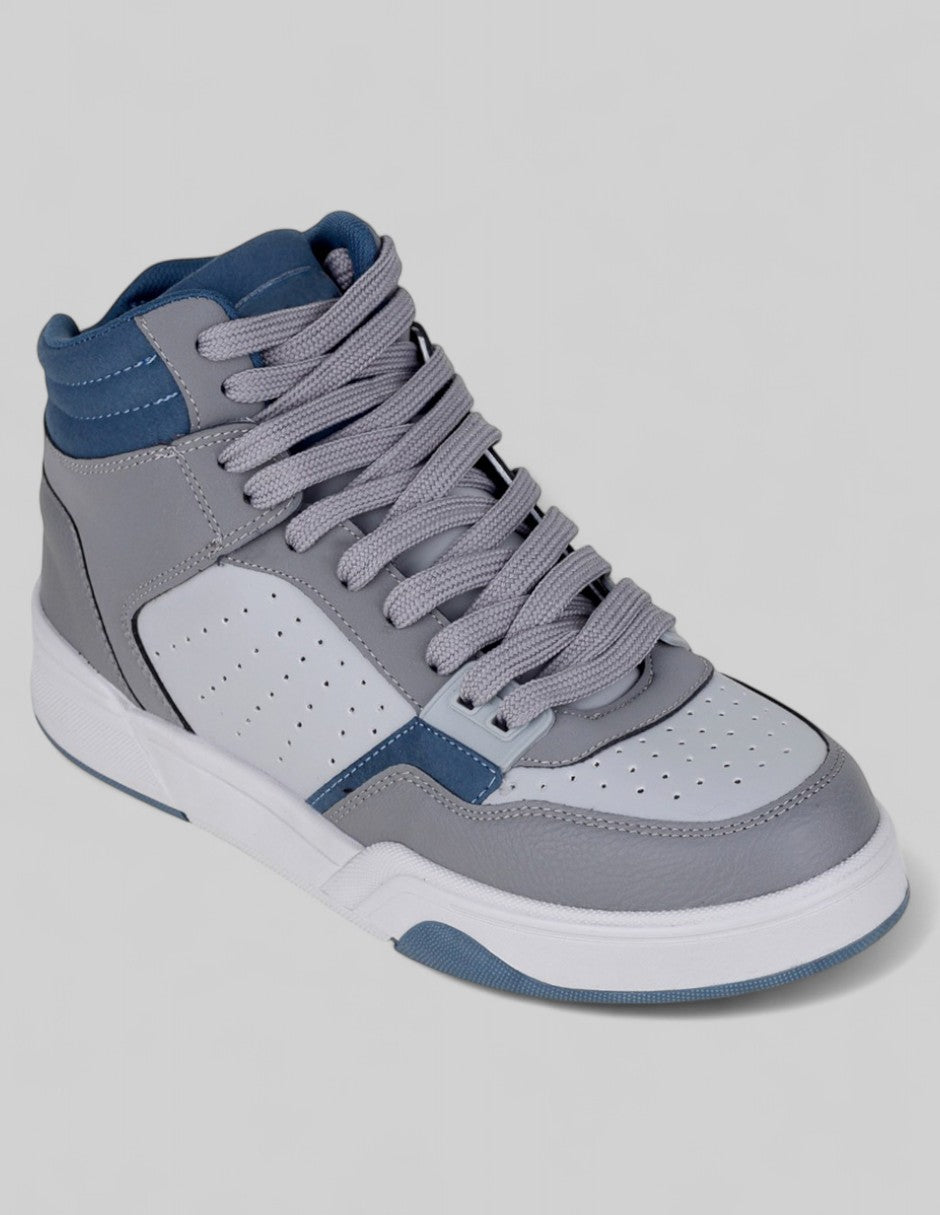 Tenis botín  High line en Piel vegana – Gris