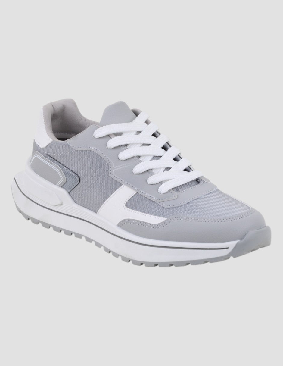 Tenis tipo deportivo Glam en Piel vegana – Gris