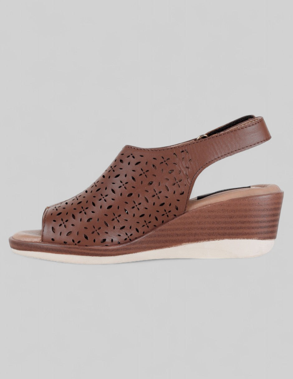 Sandalias con plataforma Hand made en Piel – Café