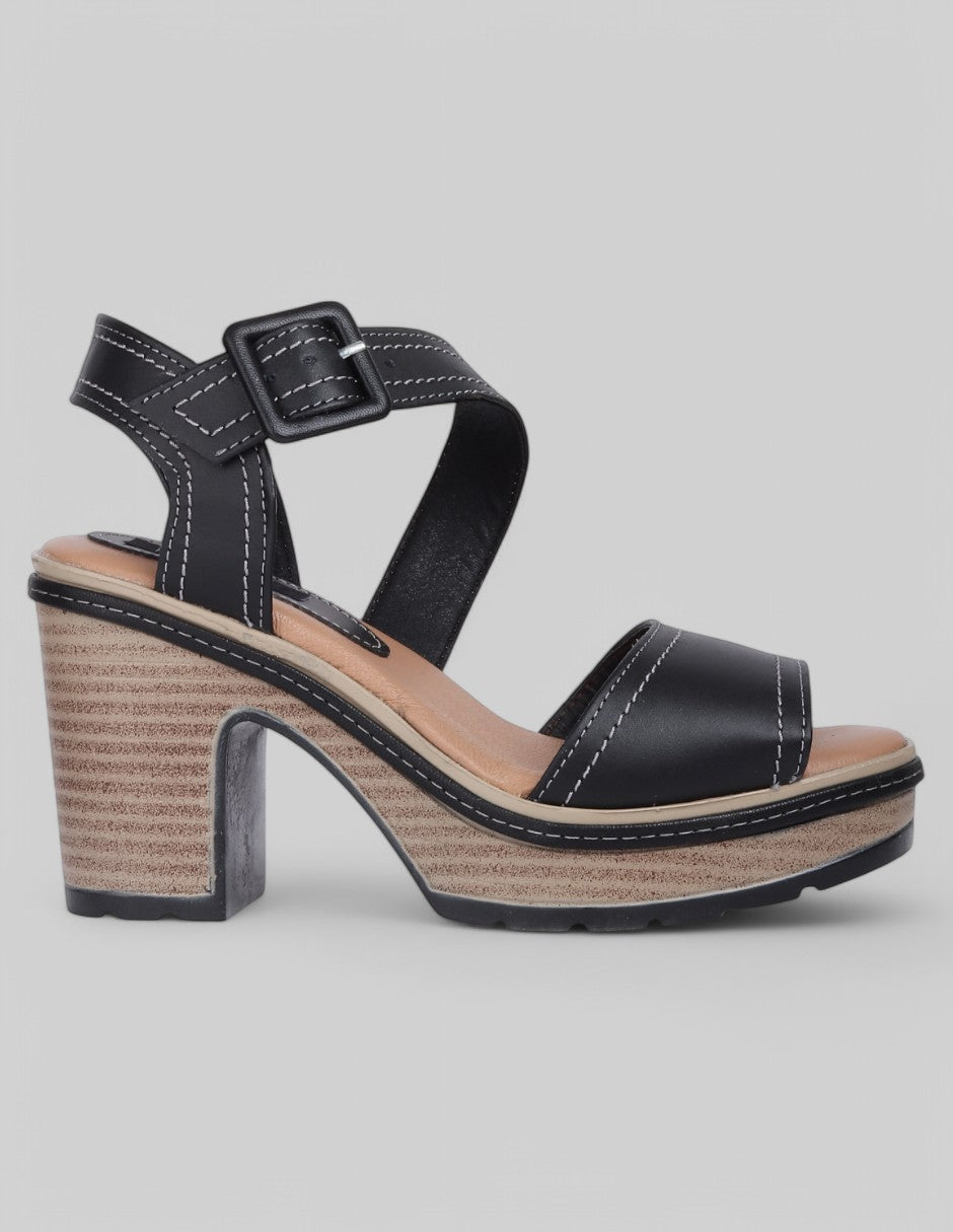 Sandalia con tacón Hand Made en Piel - Negro