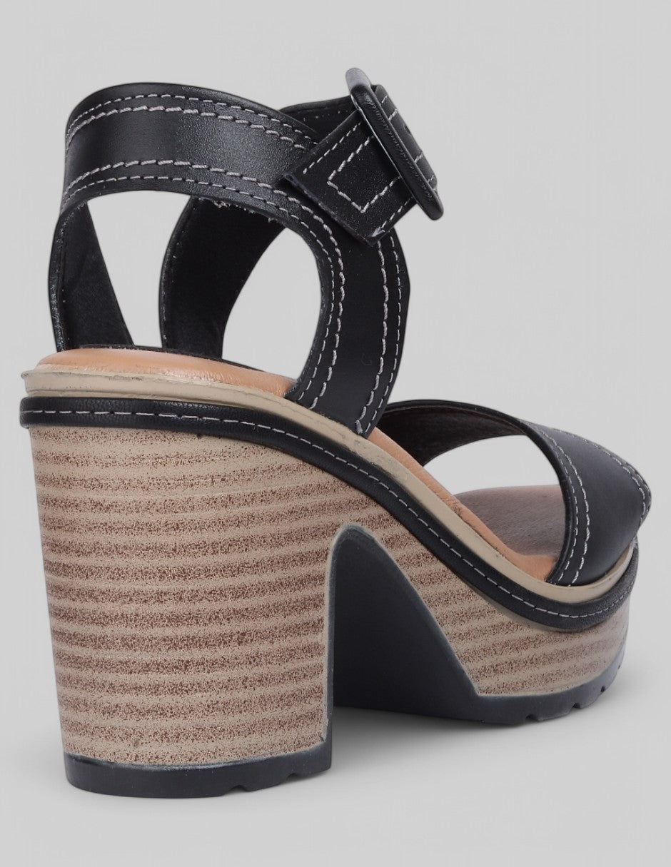 Sandalia con tacón Hand Made en Piel - Negro