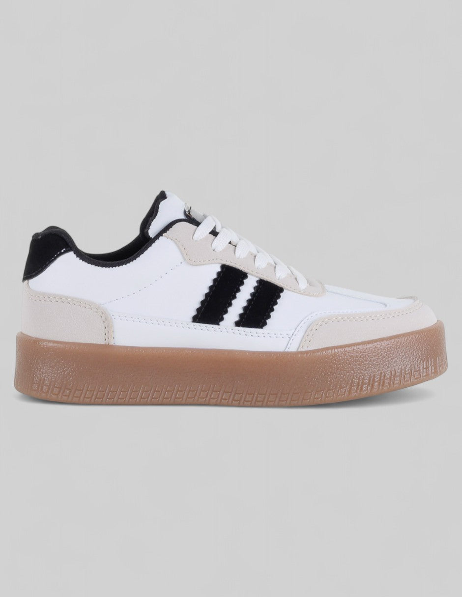 Tenis con cordones Highline en Piel vegana – Blanco