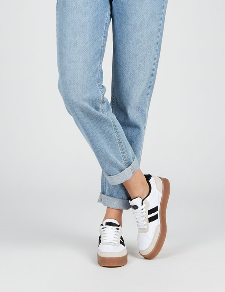 Tenis con cordones Highline en Piel vegana – Blanco