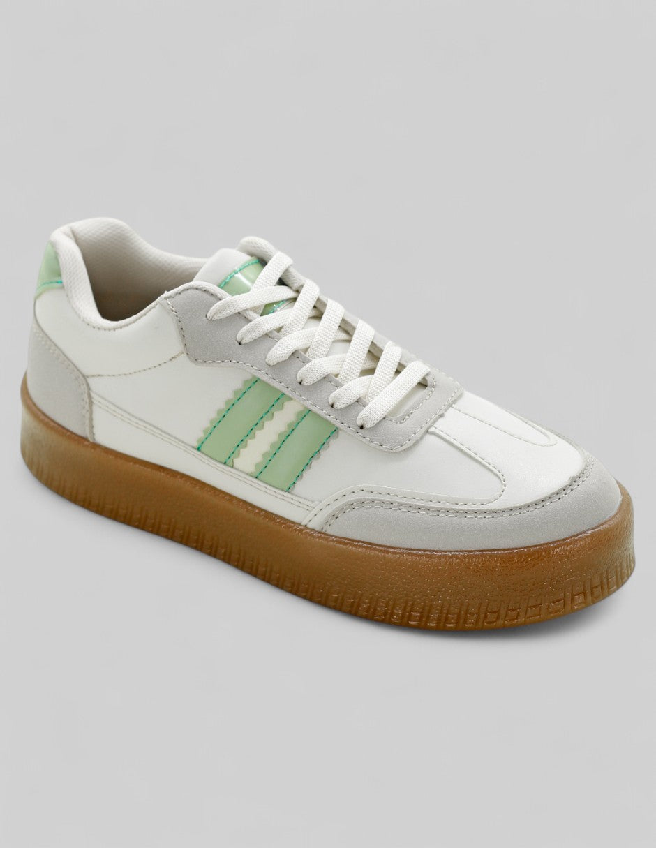 Tenis con cordones Exterior Piel vegana Color Beige Para Mujer De RBCOLLECTION