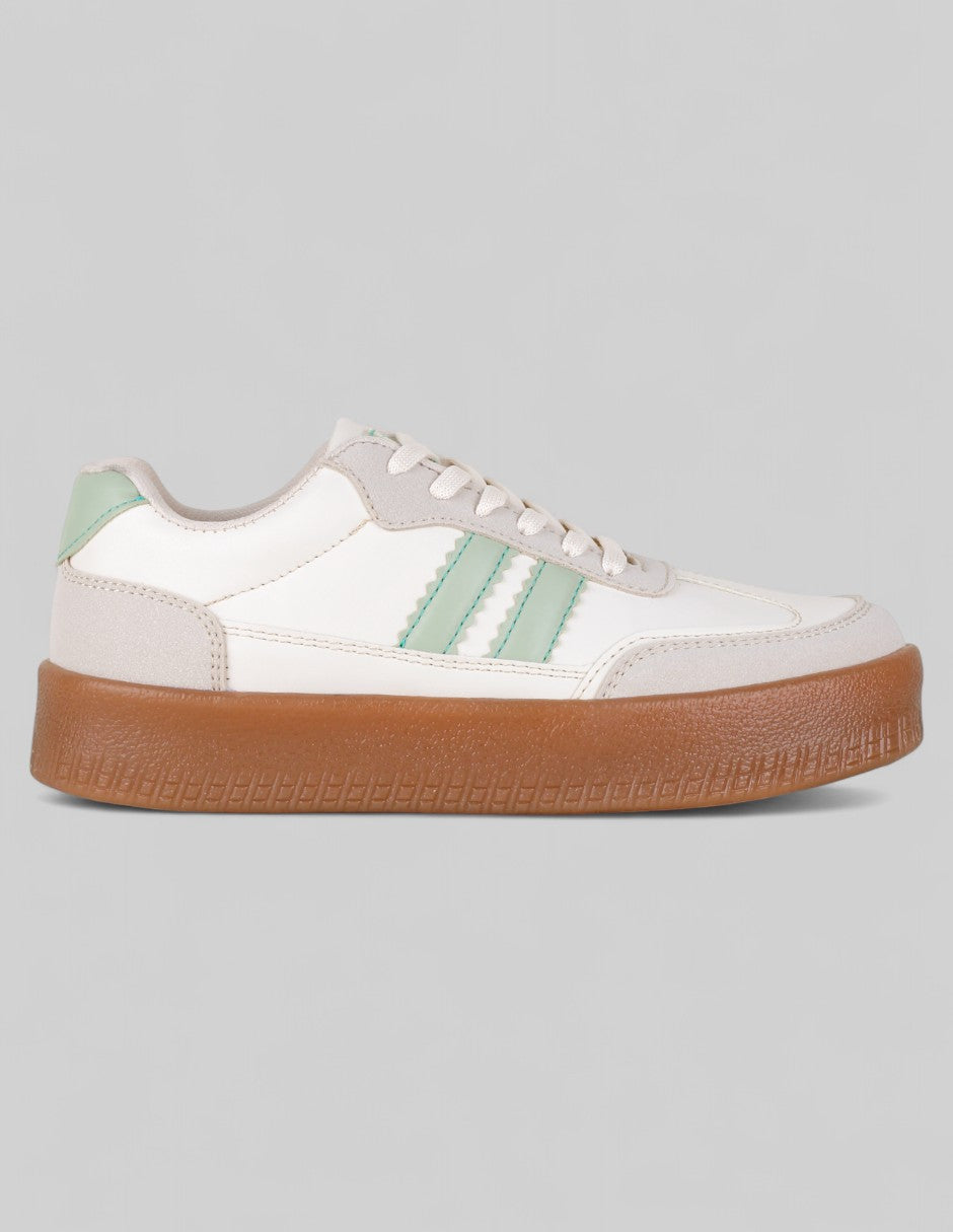 Tenis con cordones Highline en Piel vegana – Beige