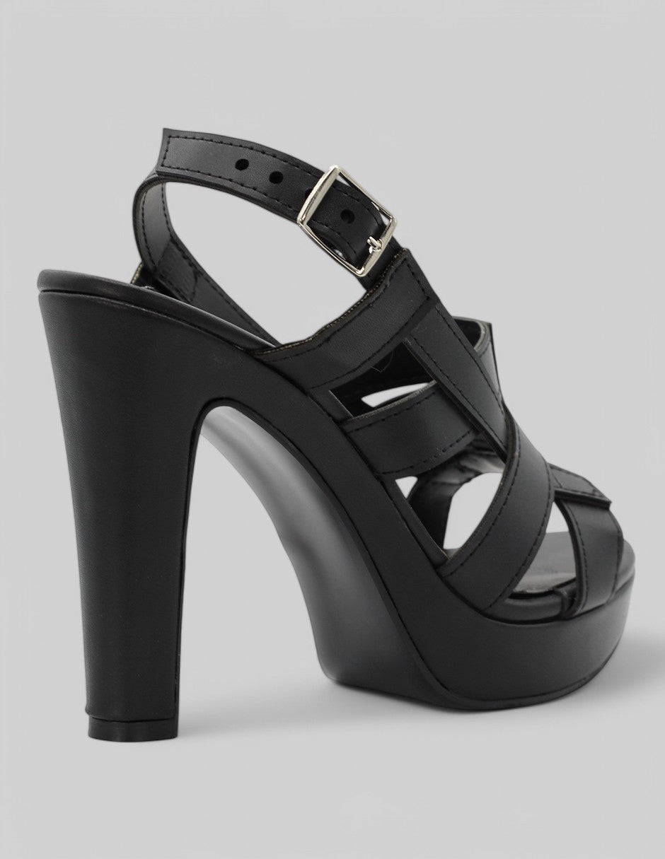 Sandalia con tacón Sassy en Piel vegana - Negro
